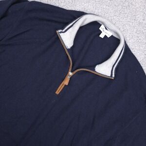Peter Millar Crown‎ Quarter Zip Sweater Mens XXL Navy Merino Wool Silk MF21S59